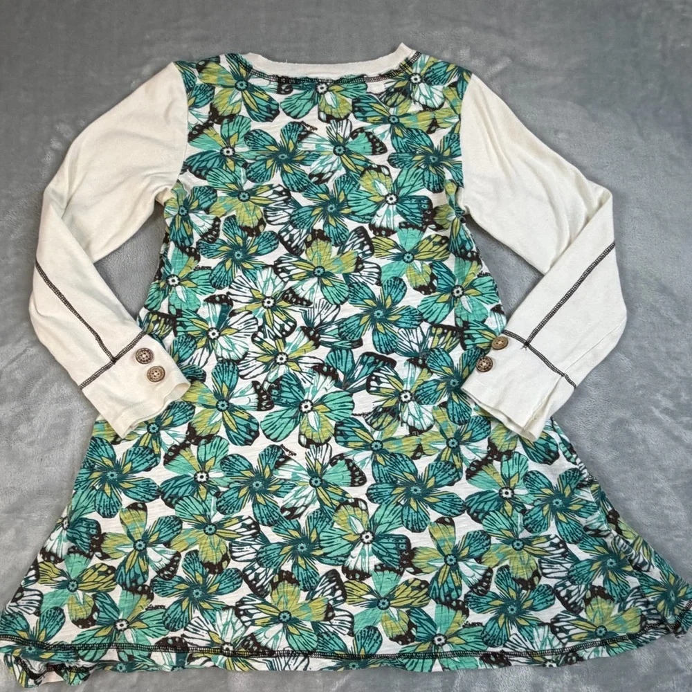 Naartjie Girls XXXXL10 Blue and Green Floral Kids Cottagecore Dress